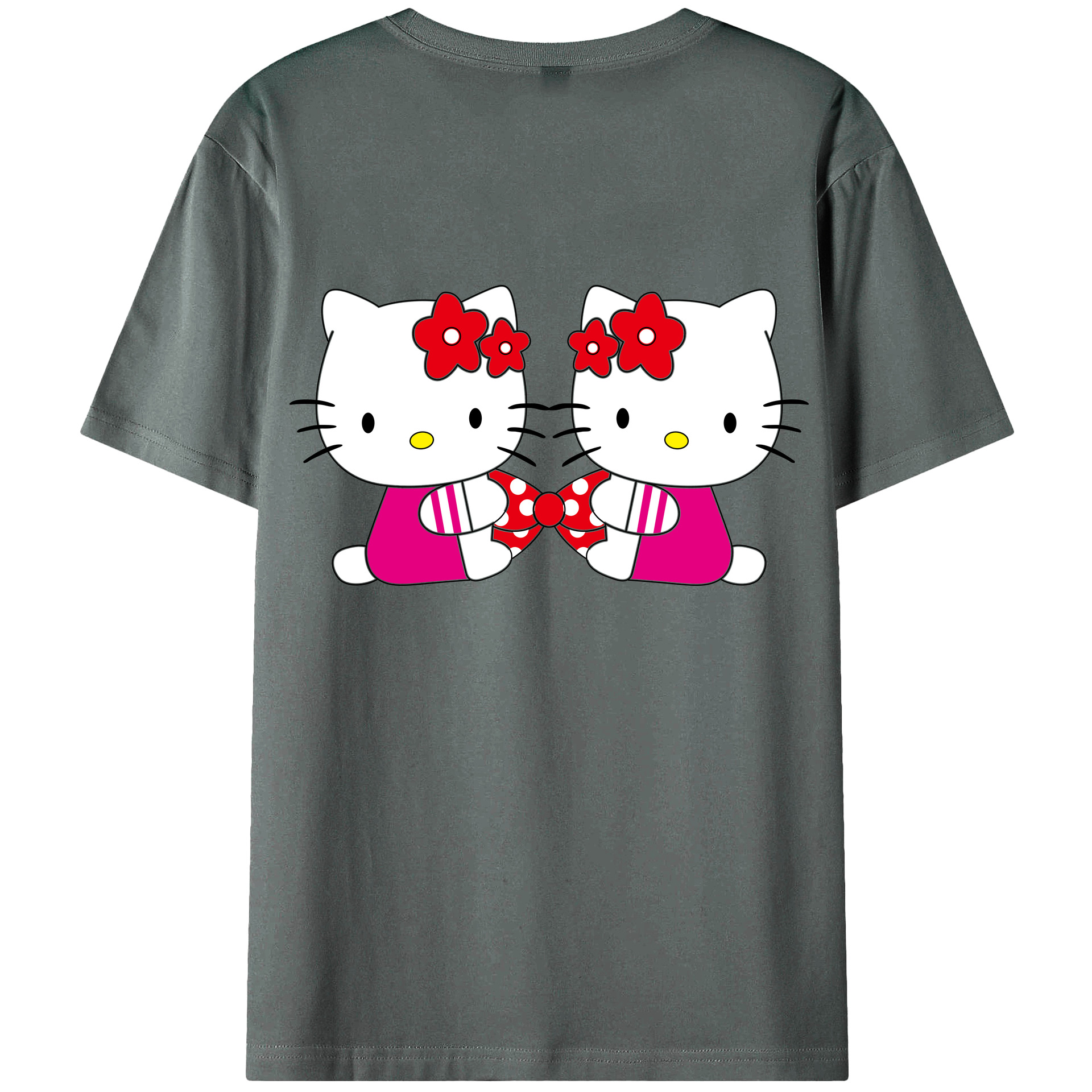 （画像用） Hello Kitty ハローキティ 綿100％ メンズ半袖Tシャツ（バックプリント） 通気性